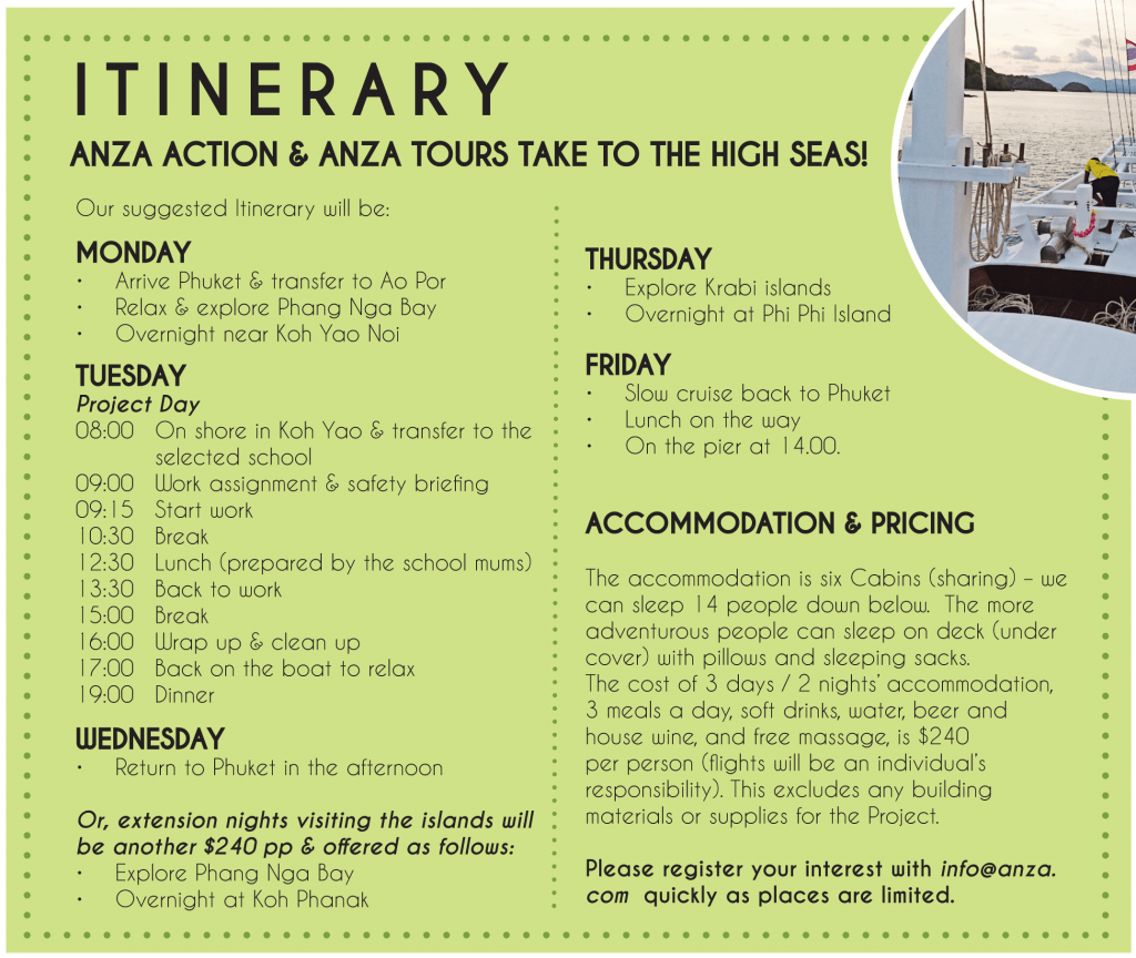 ANZA Community Cruise Itinerary