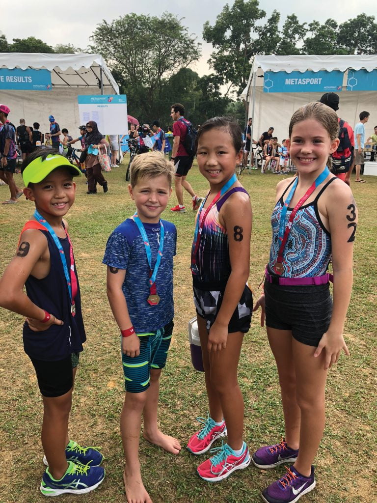 ANZA Cycling kids do triathlon in Singapore